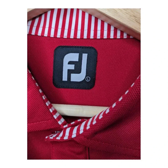 FootJoy ProDry Performance Mens Size L Red Stretch Pique Polo Golf Shirt - Picture 11 of 13
